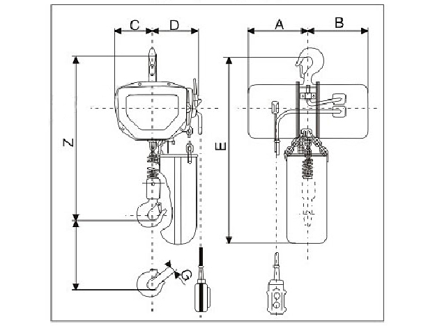 日立款環(huán)鏈電動葫蘆設(shè)計圖